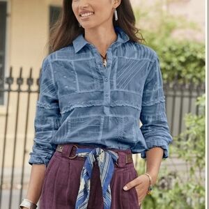 Dylan Stowe Patchwork Shirt Blue NWT